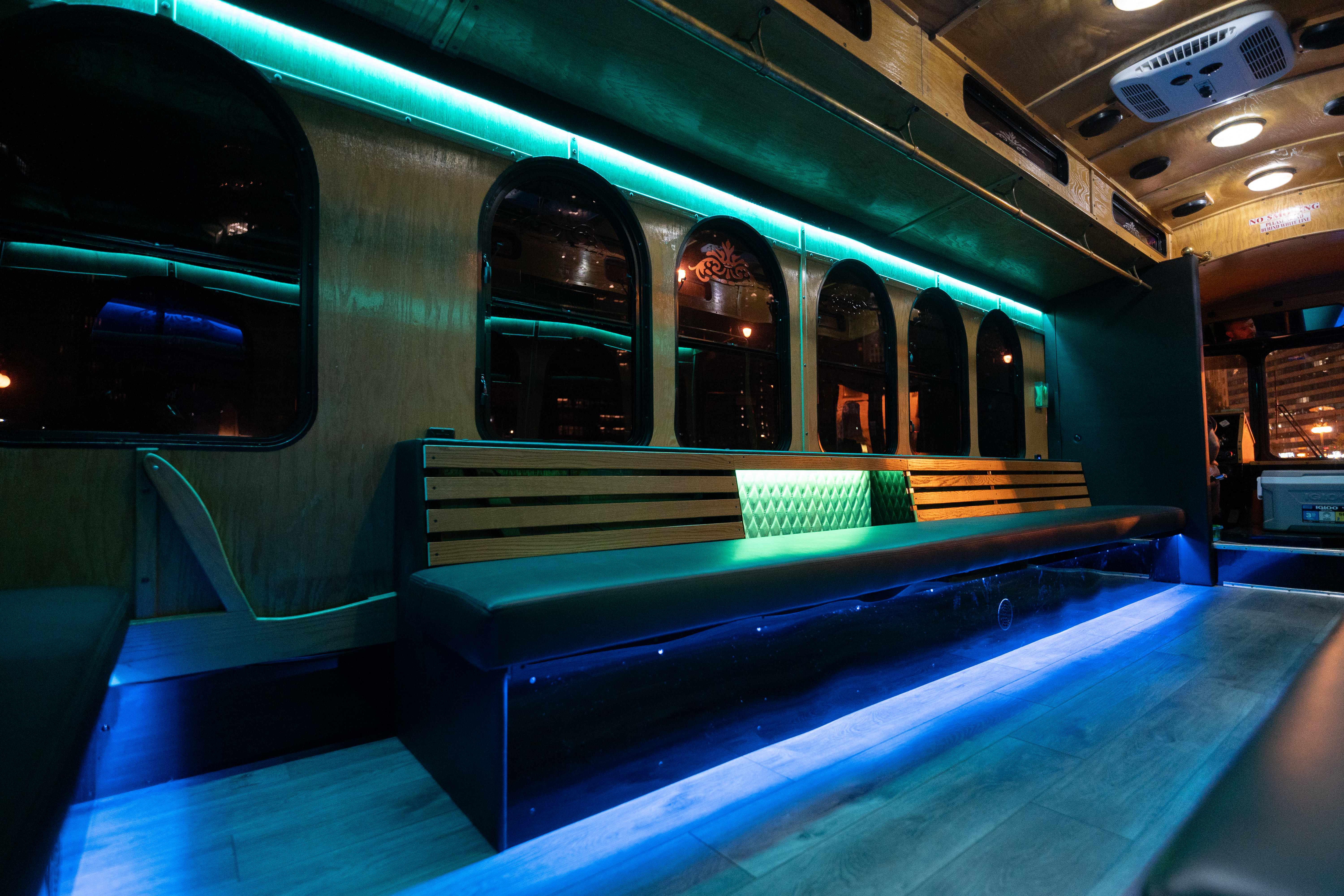 Luxury Chicago trolley interior alternate angle